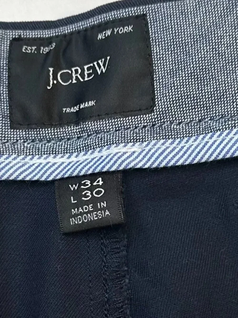 J.Crew Men's Navy Chino Pants 484 Slim Fit Size 34W/30L